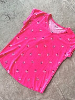 Style & Co. Bright Pink Short Sleeve Tee with Heart Print